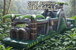 50ft Congo Rainforest Obstacle Course Wet W/Splash Pad