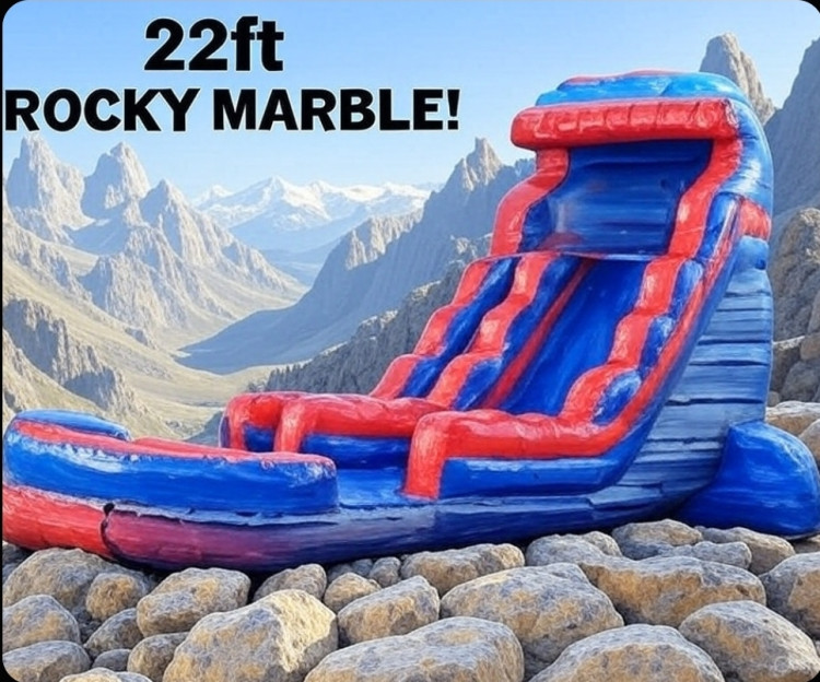 22' Rocky Marble Water Slide with pool