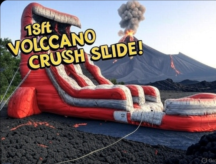 18' Volcano Crush Waterslide with pool
